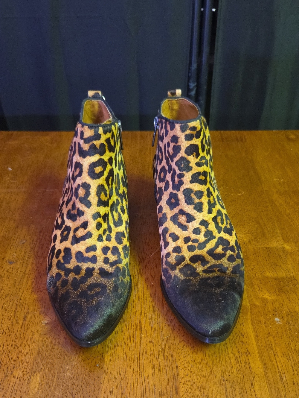 SARTO By Franco Sarto Leopard Print Ankle Booties - Black and Tan
